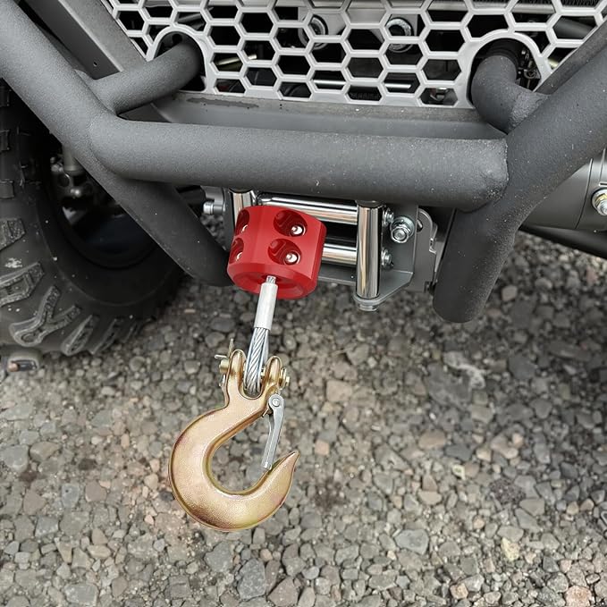 BFXM Winch Stopper for Cable, Rubber Winch Cable Stopper with Allen Wrench to Protect Winch Rope from Wear and Tear, Winch Accessories for ATV, UTV, Truck (Red)