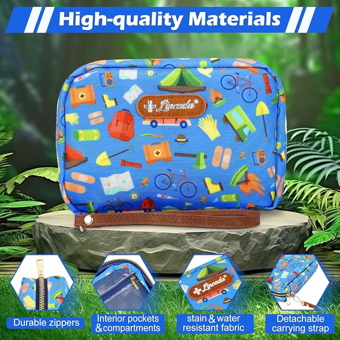 Portable Travel First Aid Kit for Kids and Adults, 143 Pieces All-Purpose Emergency First Aid Kit for Home, Car, Diaper Bag, Survival, Camping, Hiking, and More