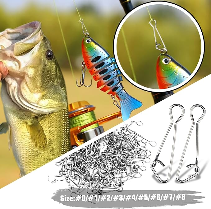 AMYSPORTS Line Connector Fishing Snap Stainless High Strength Snaps Swivels Saltwater Quick Change Fishing Snap Clip Freshwater