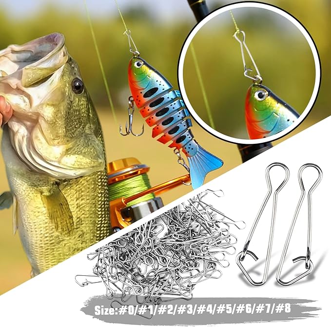AMYSPORTS Line Connector Fishing Snap Stainless High Strength Snaps Swivels Saltwater Quick Change Fishing Snap Clip Freshwater