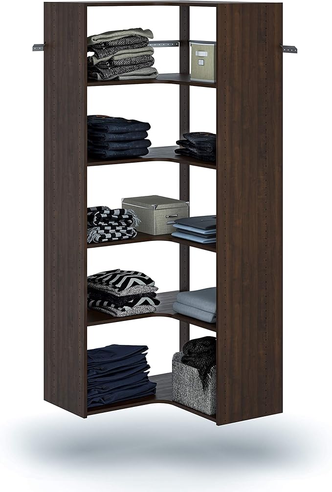 Easy Track PH42-TR Adjustable Corner Tower Clothing Storage Kit Closet Organizer, Truffle