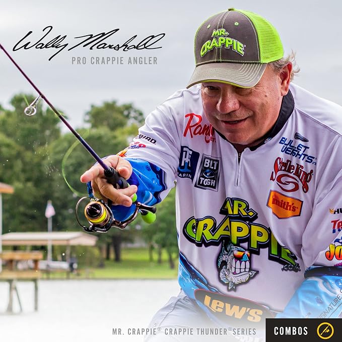 Lew's Crappie Thunder Spinning Reel and Fishing Rod Combo, 2-Piece IM6 Graphite Blank, Right or Left-Hand Retrieve