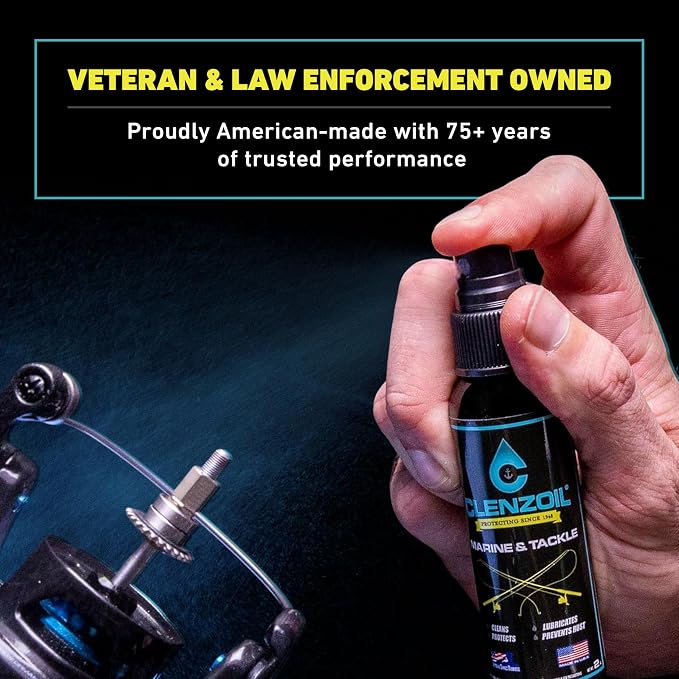 CLENZOIL Marine & Tackle - Fishing Gear Oil Lubricant - for Fish Care Reels, Boat Motors, Downriggers & More - Easily Oils Applicator