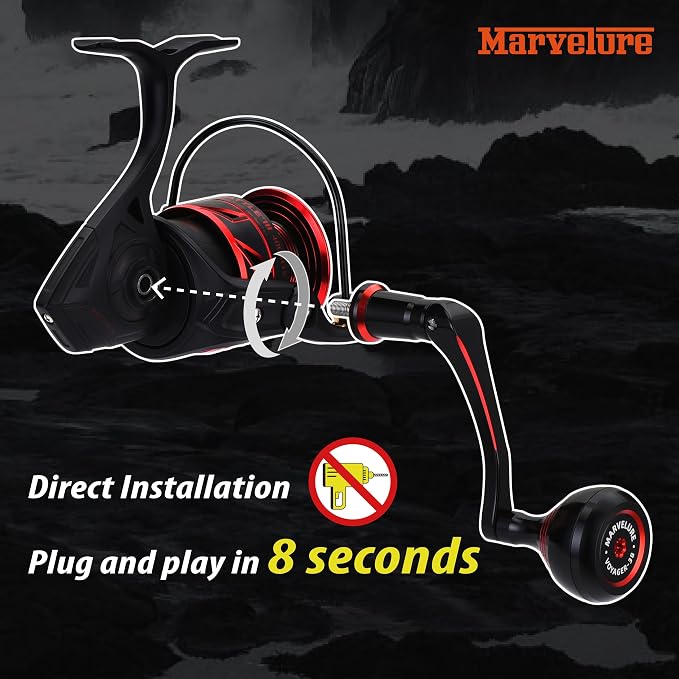 Titan Series Foldable Power Handle Compatible for Penn Fierce III IV, Battle III HS Spinning Reel (Not for Fierce Live Liner)