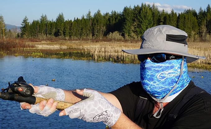 Fishoholic UPF50+ Fingerless Fishing Gloves - Sticky Grip Sun Protection Glove - Kayaking Paddling or Rowing