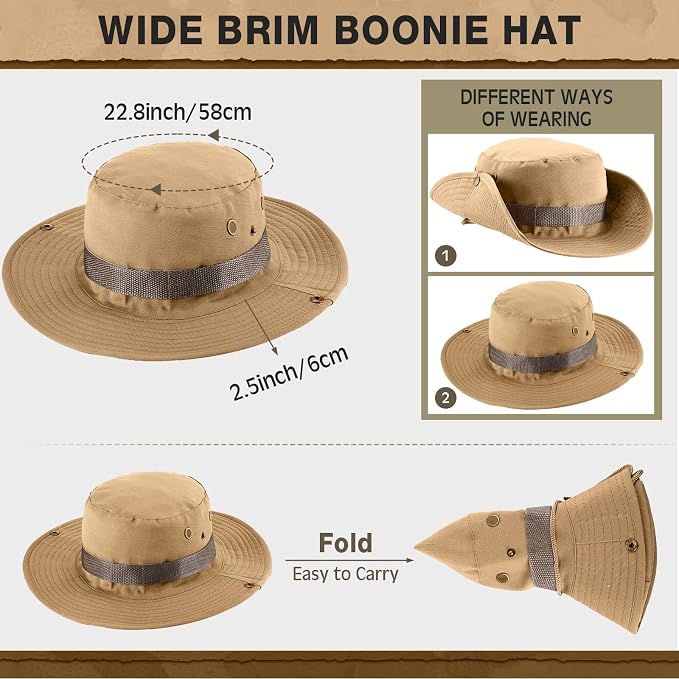 Xtinmee 20 Pcs Boonie Hat Bulk Wide Brim Bucket Hat Safari Hats Outdoor Sun Hats for Hiking Camping with Adjustable Strap