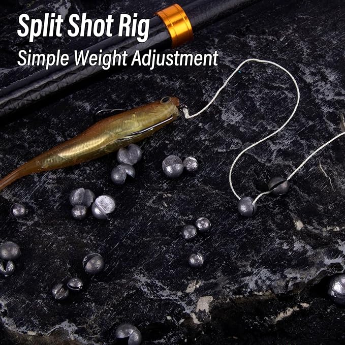 Dr.Fish 100 Pack Round Split Shot Weights Fishing Sinker Clip on Line Weight Tackle Fly Fishing Freshwater Saltwater