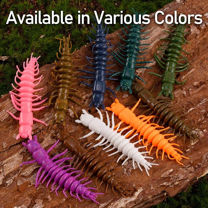 Dr.Fish 8/20 Pack Hellgrammite Soft Fishing Lure Worm Bait 2''/3" Freshwater Bass Fishing Plastic Lures Grub Crappie Panfish Bluegill Trout Walleye