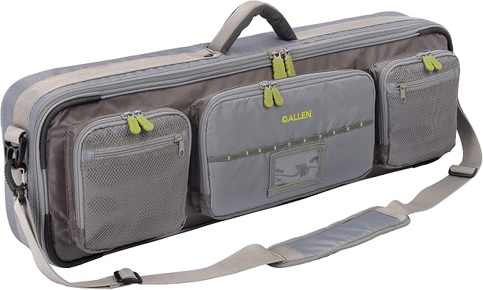 Allen Company Cottonwood Fly Fishing Rod & Gear Bag Case, Hold up to 4 Fishing Rods, Heavy-Duty Honeycomb Frame - Gray/Lime or Olive Green