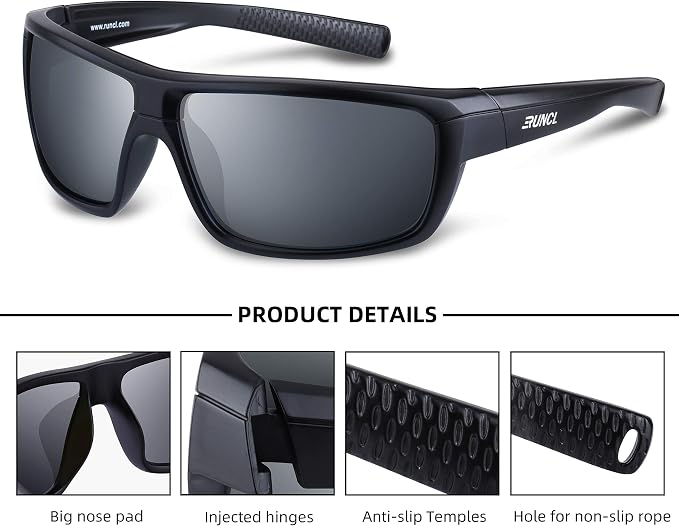 RUNCL Polarized Sports Sunglasses Billy, Fishing Sunglasses UV400 - Ultralight Floating TAC Lens, Anti-seawater Coating