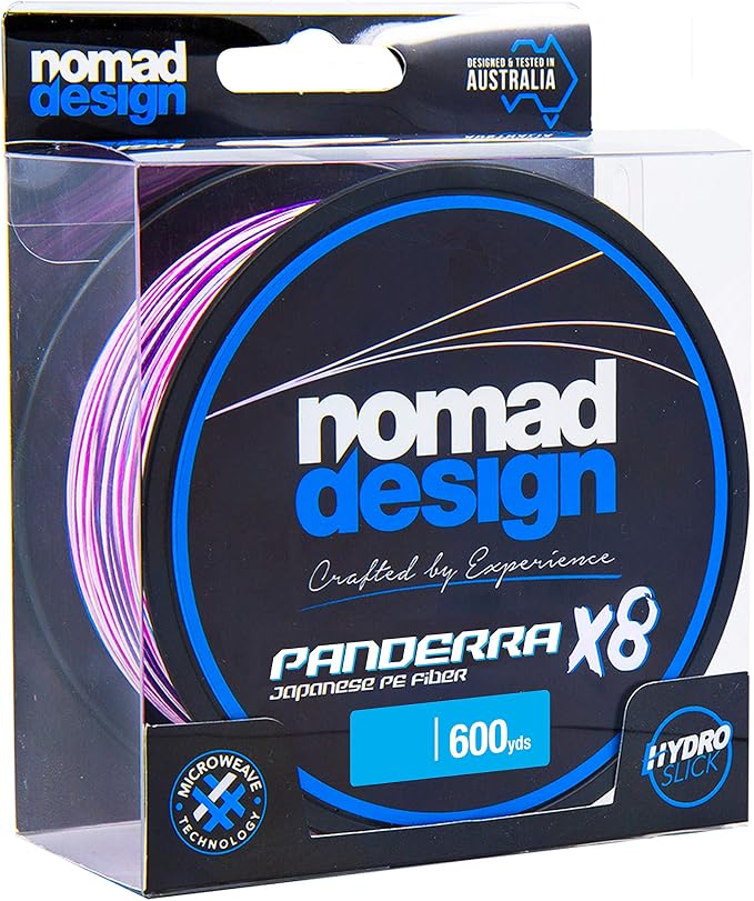Nomad Design PANDERRA Cyan X8 Braid, Premium PE Fiber Fishing Line with Micro Weave Technology, Hydroslick Coating, and Increased Casting Distance.