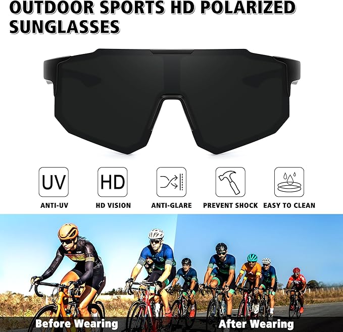 STORYCOAST Polarized Sports Sunglasses for Men Women,Driving Fishing Cycling Mountain Bike Sunglasses UV400 Protection