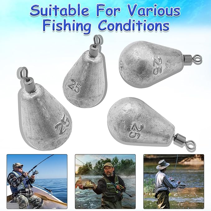 Long Casting Swivel Bell Sinkers Fishing Weights Drop Shot Weights with Swivels Fishing Lead Sinker 1/2oz 3/4oz 1oz 2oz 3oz