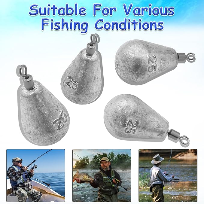 Long Casting Swivel Bell Sinkers Fishing Weights Drop Shot Weights with Swivels Fishing Lead Sinker 1/2oz 3/4oz 1oz 2oz 3oz