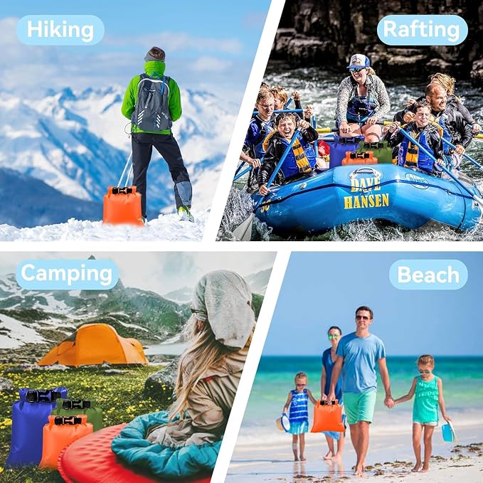 6PCS Dry Bags Waterproof, Lightweight Dry Bags for Kayaking Waterproof，Outdoor Waterproof Bag for Kayaking Hiking Boating Camping