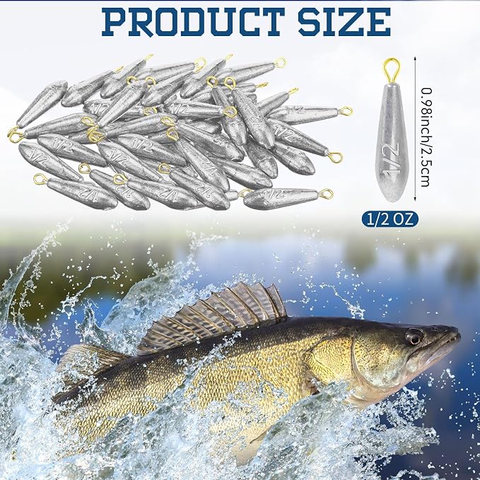 Landhoow Drop Shot Fishing Sinker Weights Kit Freshwater Catfishing Fishing Sinker Bass Casting Removable Line Saltwater Streamlined Snap Weight for Trolling Surf Tackle