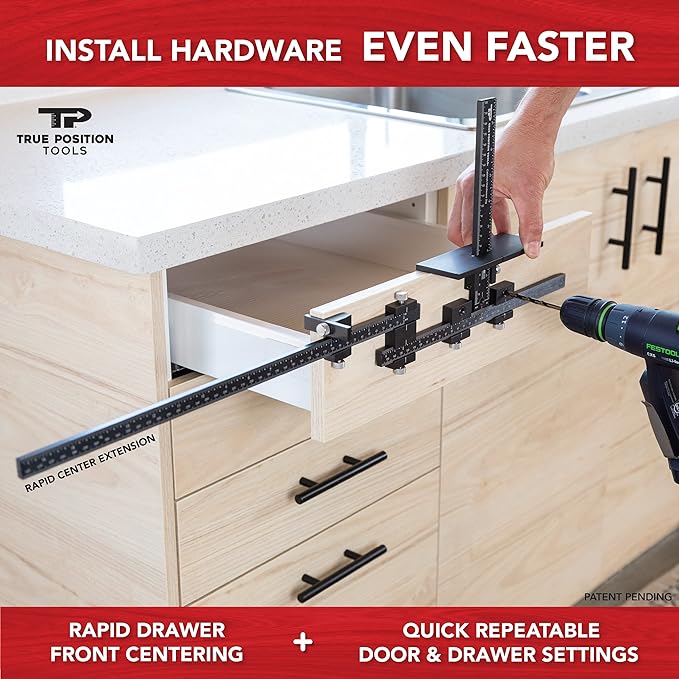 MAX Cabinet Hardware Jig - Install Long Pulls and Shelf Pin Holes - Made In USA - Hand Calibrated by True Position Tools