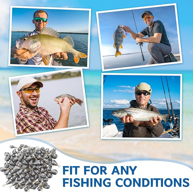 Bass Casting Swivel Bell Sinkers Fishing Weights Drop Shaped Fishing Sinkers Catfish Weights for Ocean Saltwater Surf Bass Casting Gear Tackle