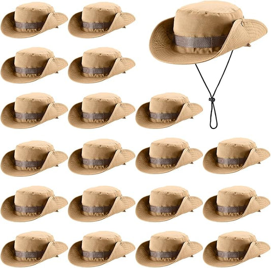 Xtinmee 20 Pcs Boonie Hat Bulk Wide Brim Bucket Hat Safari Hats Outdoor Sun Hats for Hiking Camping with Adjustable Strap