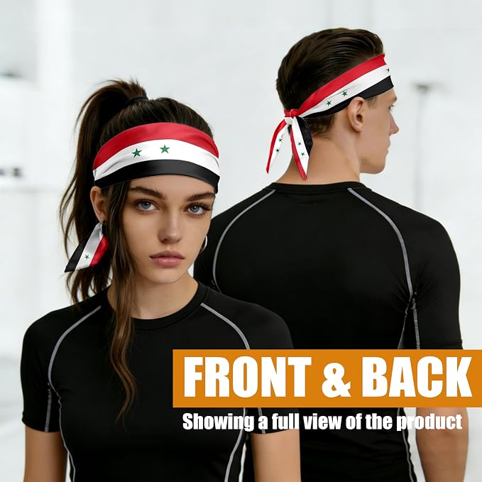 Flag Tie Headbands for Men Women, Moisture Wicking Sweatband Breathable Sports Headwrap, Non-Slip Stretchy Adjustable Fitness Hair Band