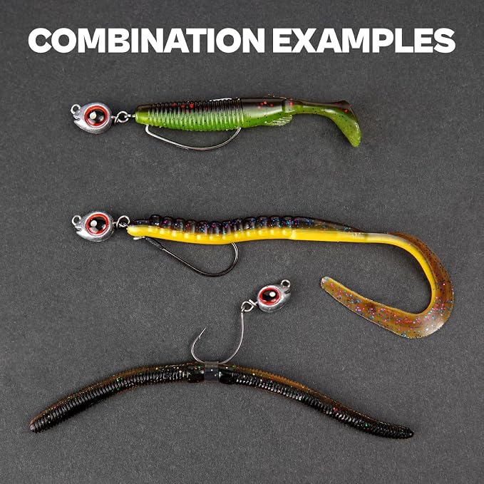 15-Sets Detachable Fish Head Swimbait Jig Heads - Weedless EWG Hooks Kit for Fishing (15 Fish Eye Weights + 15 Hooks)