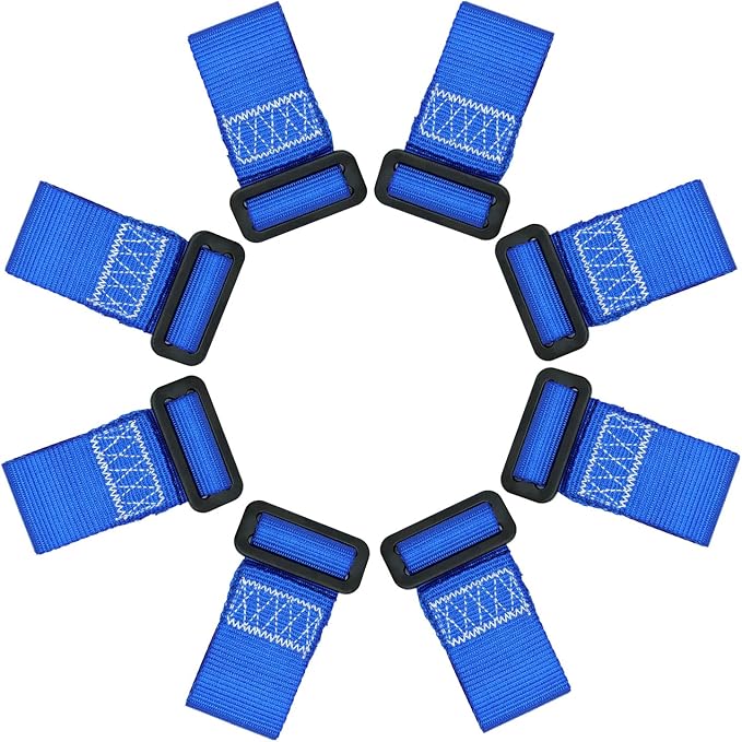 Rainbow Craft Ninja Slackline Buckle Straps - 8pc Removable Hanging Loops for Ninja Obstacle Course Training, Attaching Ninja Obstacle Accessories - Durable Buckle Straps - Blue Color