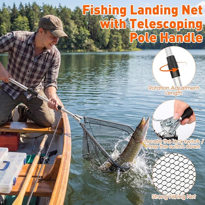 RoundFunny 256 Pcs Fishing Backpack with Tackle Box Gears, Tackle Sling Bag Backpack, Fishing Hook, Lures, Retractable Landing Net, Plier, Lip Gripper, Hook Remover, Fish Gift Men
