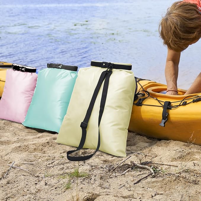 Shappy 6/12 Pcs Waterproof Dry Bags, Lightweight Outdoor Waterproof Dry Stuff Sacks 15/8/5/4/3/2 L and Long Adjustable Shoulder Strap for Kayaking Rafting Boating Hiking Camping