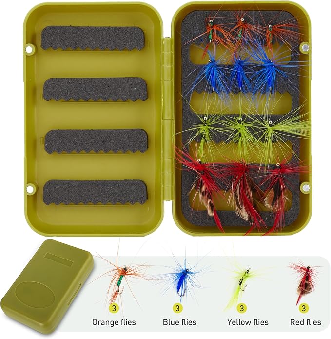 Gonex Fly Fishing Rod and Reel Combo Starter Kit, Fly Rod 4-Piece Carbon Fiber, Aluminum Fly Reel, 12Pcs Fly Flies, Fishing Line, Scissors, Premium Travel Case Portable Lightweight