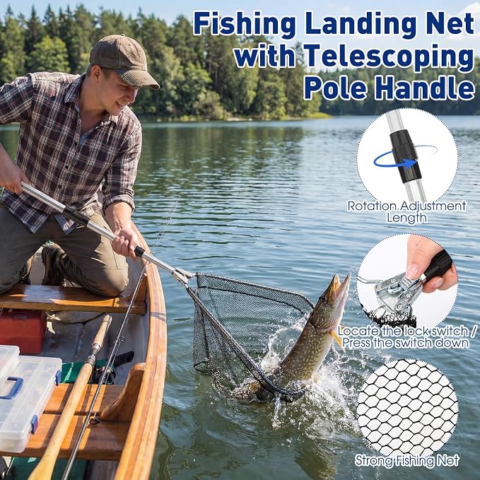 RoundFunny 256 Pcs Fishing Backpack with Tackle Box Gears, Tackle Sling Bag Backpack, Fishing Hook, Lures, Retractable Landing Net, Plier, Lip Gripper, Hook Remover, Fish Gift Men