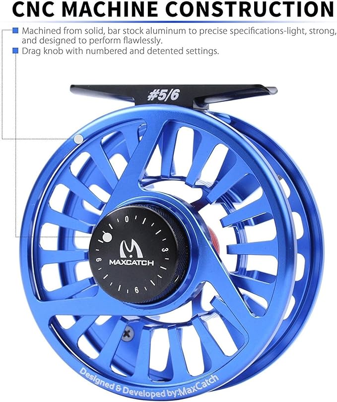 Maxcatch AVID Fly Fishing Reel with CNC-machined Aluminum Body - 1/3, 3/4, 5/6, 7/8, 9/10 Weights(Black, Green, Blue)