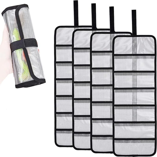 Roll Up Fishing Lure Wraps Set-Durable Lure Bag 6 Pocket PVC Protective Cover Saltwater Hook Covers Fabric Lure Protector Trolling Lure Tackle Box