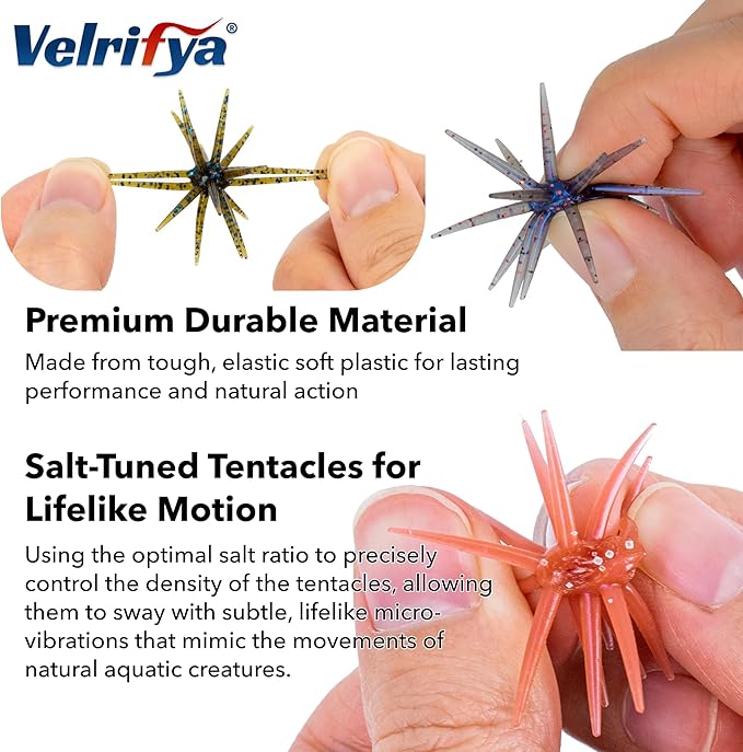Tentacle Creature Lure, Japanese Style Soft Plastic Baits for Bass Fishing - for Drop Shot, Wacky Rig/Neko Rig and Finesse, Slow Sinking, Soft Bait by Velrifya