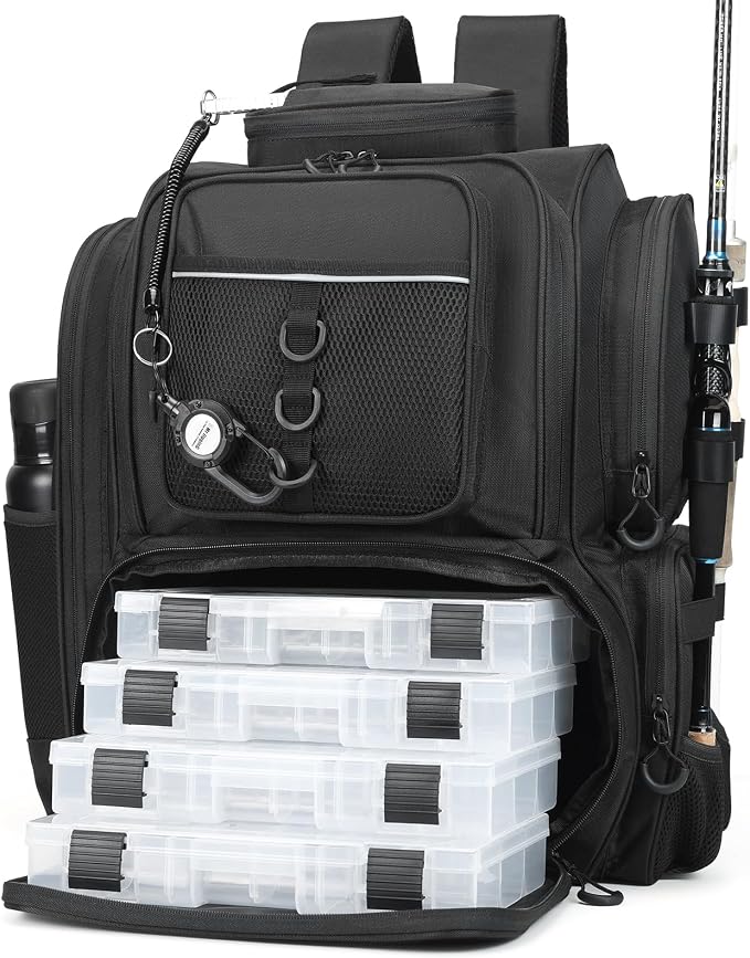 WANOON Fishing Backpack,Tackle Bag,with Tackle Boxes. Large Fishing Bag, Strong Materials