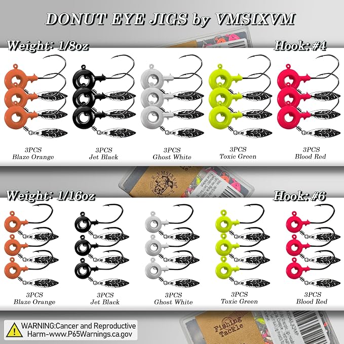 30 Pcs Crappie Jigs Heads Kit, Scent Holder Underspin Fishing Jig Heads Hooks Lures for Freshwater Saltwater, Swimbait Jigheads with Spinner Blade for Crappie Bass Trout Walleye 1/8oz, 1/16oz
