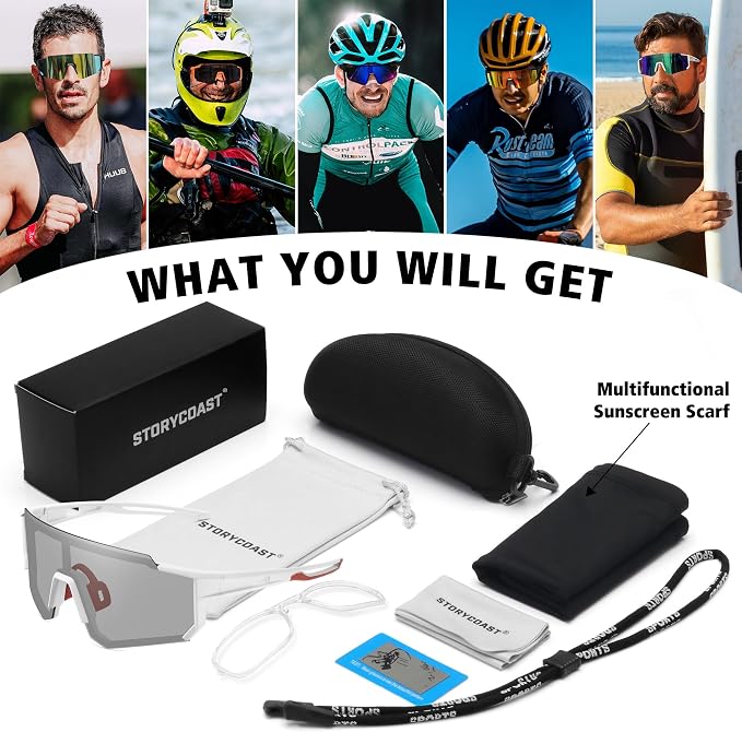 STORYCOAST Polarized Sports Sunglasses for Men Women,Driving Fishing Cycling Mountain Bike Sunglasses UV400 Protection