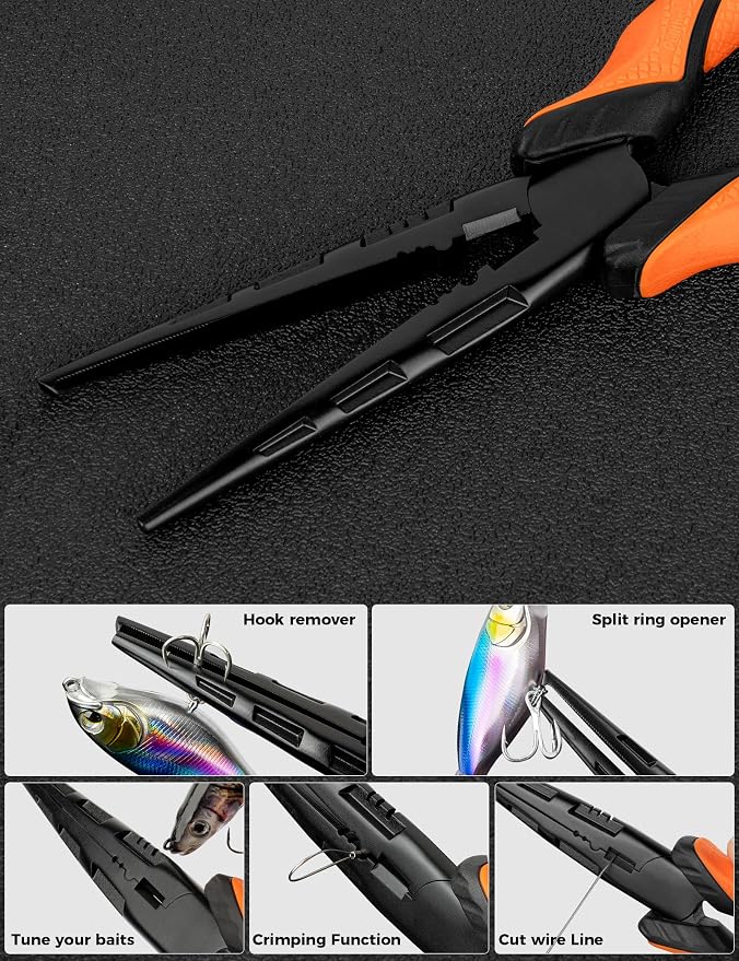 Fishing Pliers,Carbon Steel with Corrosion Resistant Coated Fishing Tools,Multitool for Saltwater