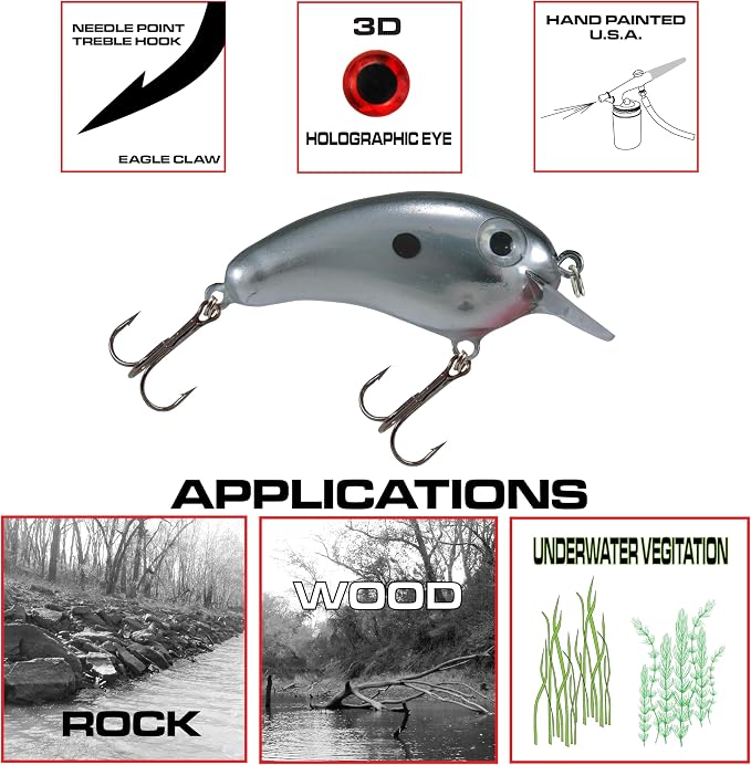 Luck E Strike Crappie Magic Crankbait (2 Inch Crappie Lure) Made in The USA