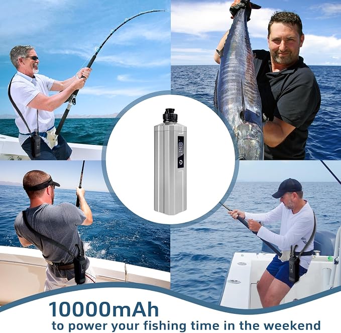 Super Mini Electric Fishing Reel Battery. Latest Model with Digital LED Display. Compatible with Daiwa & Shimano Electric reels.