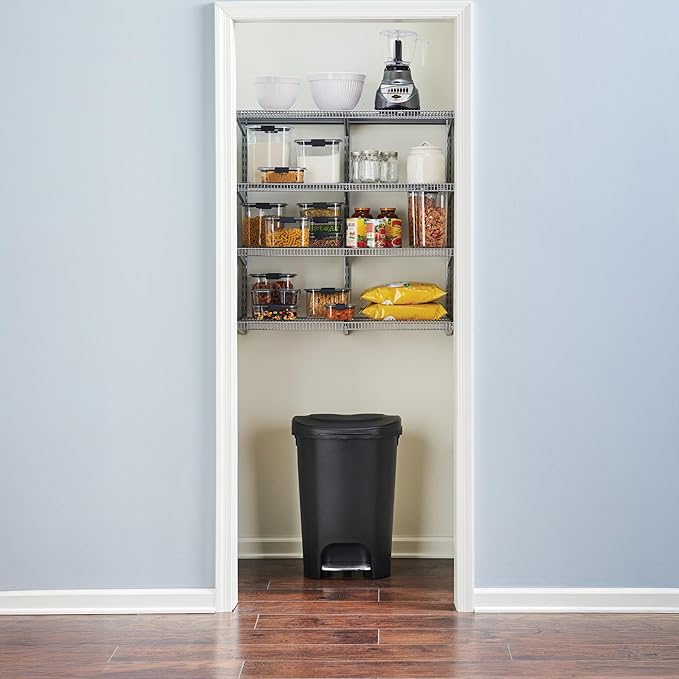 Rubbermaid 36" Pantry Organization Shelf System, Direct Wall Mount, 4 Shelves and Mounting Hardware Kit Included, Satin Nickel, Wire Shelving System for Home/Pantry/Closet