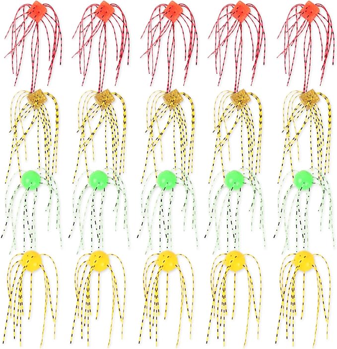 Silicone Soft Dice Fishing Lures: 12pcs Multiple Tentacles Slow Sink Soft Plastic Baits for Bass Drop Shot Finess Wacky Rig