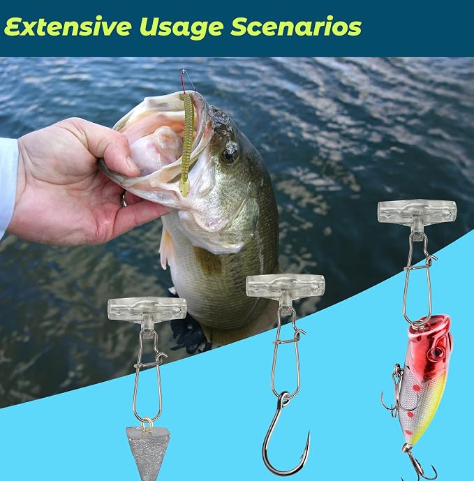 Sinker Slides Stainless Steel Fish Line Clips with Dou Lock Snaps, Suitable for Varieties of Fishing Gears, Fish Lures Sinkers Floats Split Shot Swivel Hook Fishing Tackle Catfish Rig