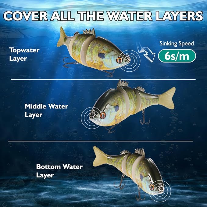 FONMANG Top Water Fishing Lures, 3-Pcs Topwater Lures for Bass Walleye Pike, 2025 New Wasp Crawl Bait for Freshwater and Saltwater