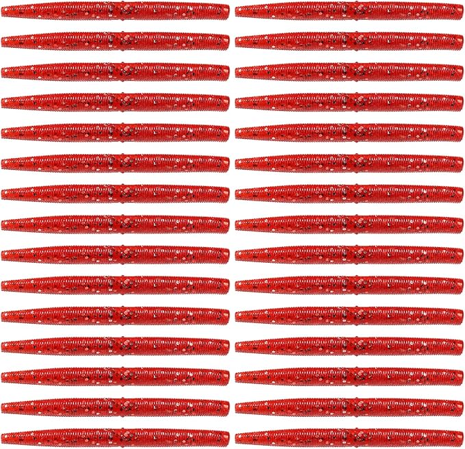 30Pcs Artificial Soft Baits Earthworm Salts Scent Soft PVC Stick Baits Slow Sinking Wobblers Elastic Soft Noodles Lures