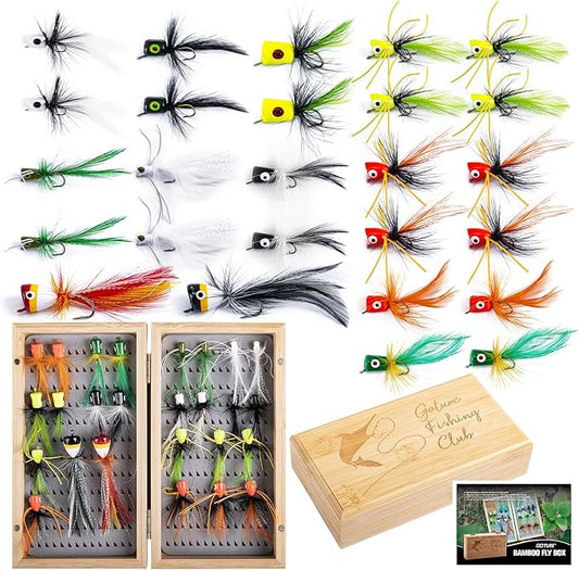 Goture Fly Fishing Poppers Lures, Topwater Popper Flies Bugs Lure, Fly Fish Poppers Fishing Lures Kit, Dry Flies for Panfish Bluegill Crappie Sunfish Bass Trout Salmon
