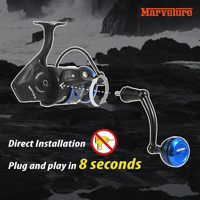 Foldable Power Handle for Penn Battle II III IV, Battle IV HS, Battle III LE Spinning Fishing Reel Replacement Handle