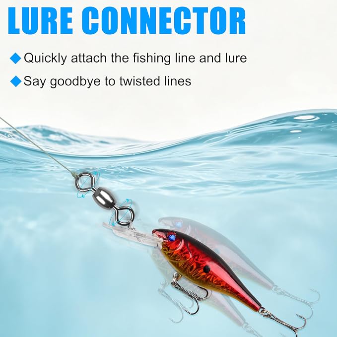 AGOOL Fishing Barrel Swivels, 50/150pcs Rolling Ball Bearings Fishing Swivels Fishing Tackle High Strength Copper with Stainless Steel Rings Line Lure Leaders Connectors 30LB-88LB