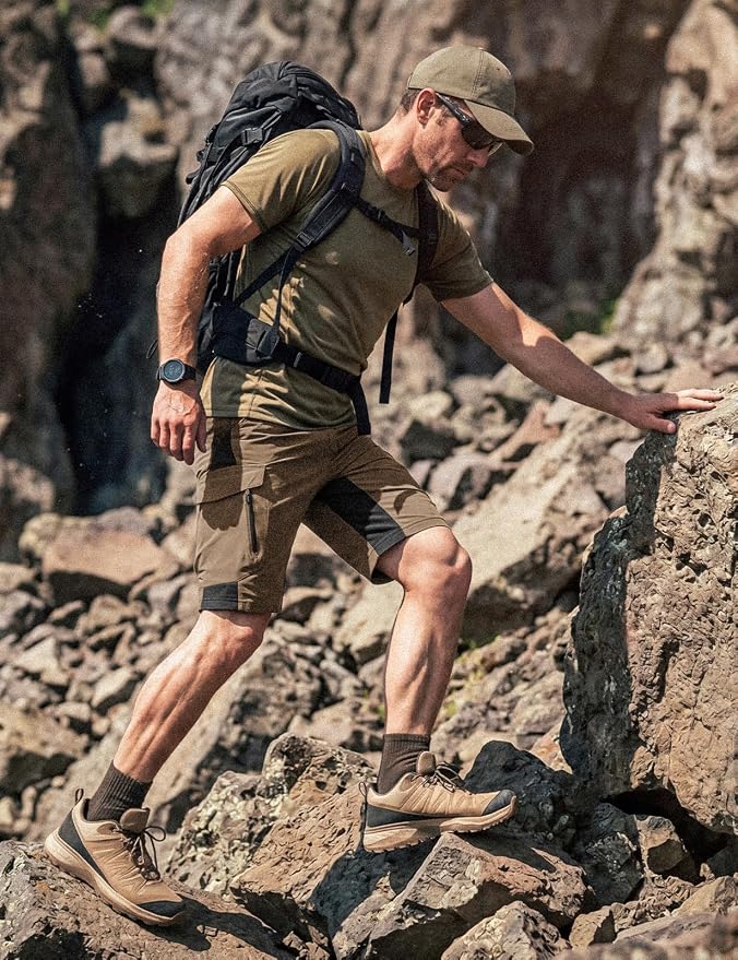 XKTTAC Men's Outdoor Quick Dry Lightweight Stretchy Shorts for Hiking, Tactical, Camping, Travel with 6 Pockets