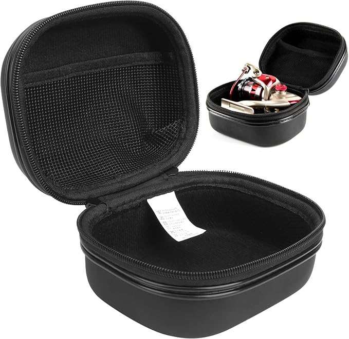 Fishing Reel Bag, EVA Material, Multi-Size Compatible, Lightweight Design, Durable Fishing Reel Protector, Zipper, Carrying Handle for Anglers, Camping, Travel, Outdoor Activities, Storage,
