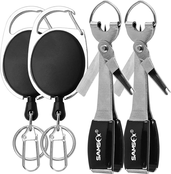 SAMSFX Fishing Knot Tying Tool, Multifunctional Fly Fshing Nippers, Quickly Tie Fishing Knots for Hooks, Lures and Flies, Fishing Clippers with Retractor